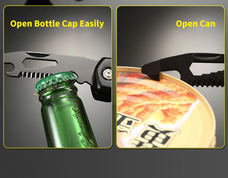 Opening a bottle cap and a can with the multitool