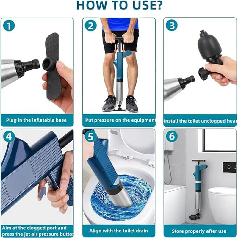 Pneumatic Toilet Plunger & Drain Unclogger