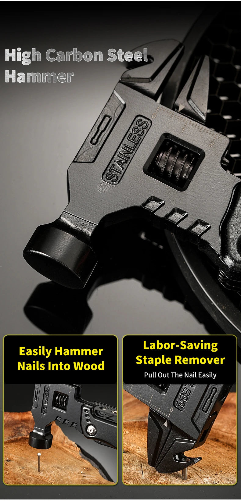 High carbon steel hammer head close-up